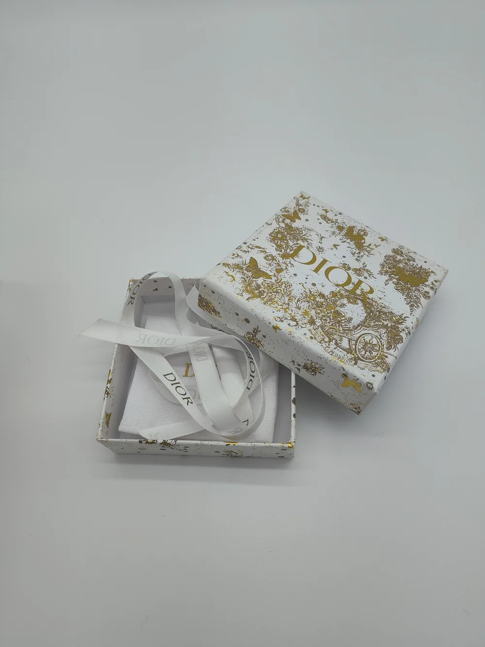 DIOR Limited Edition Gold Foil Butterfly Gift Bag Box Ribbon Dust Bag Set